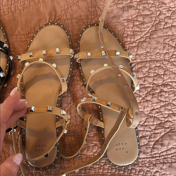 Studded Black and Tan Sandals - Picture 3 of 4